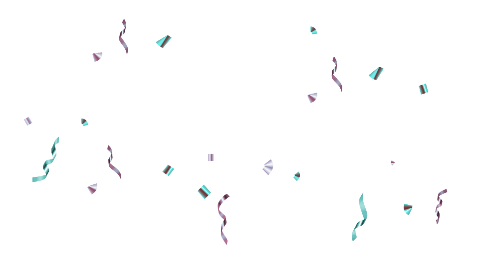 Confetti in paars en groen.