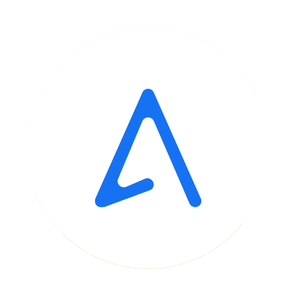 Een donkerblauwe gestileerde A.