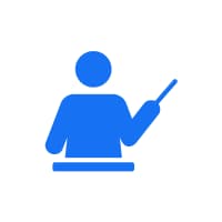 Een icoon van een persoon met een aanwijsstok.